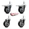 Service Caster 4'' Black Poly Wheel Swivel 7/16'' Stem Caster Set 2 Total Lock Brake, 4PK SCC-GRTTL20S414-PPUB-BLK-716138-2-S2 - alternate 3